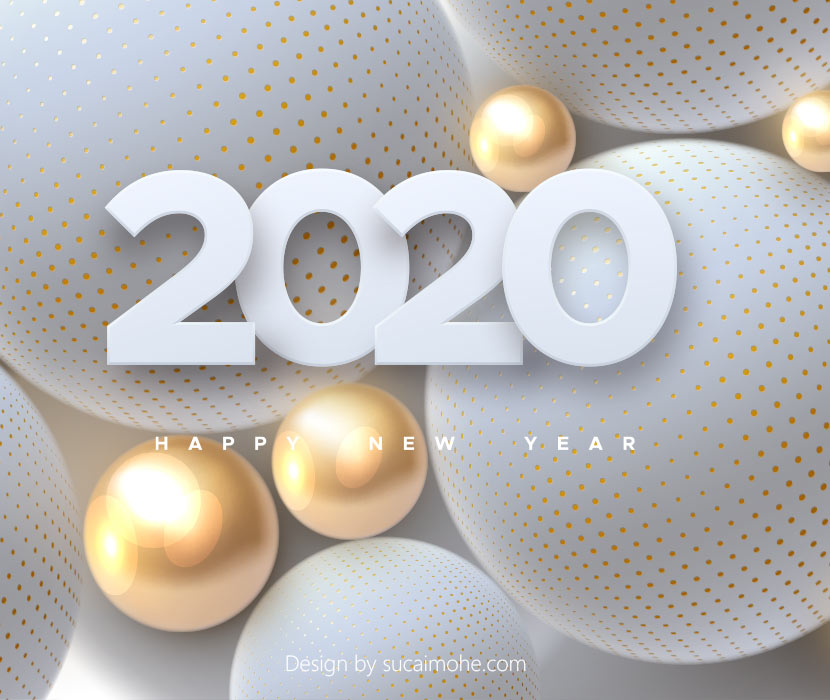 2020乳白色立体背景球AI创意设计源文件