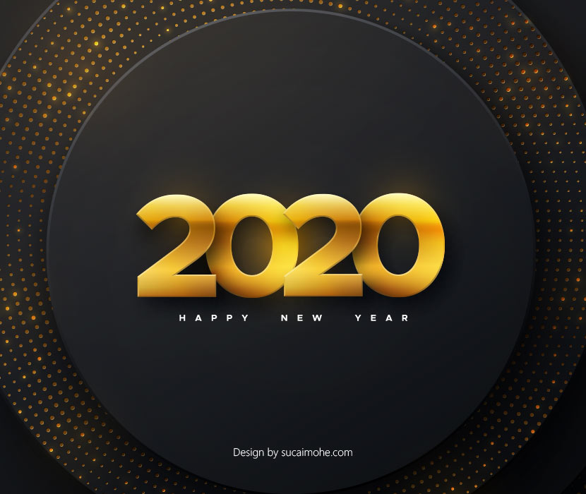 金色背景2020字体设计AI源文件下载