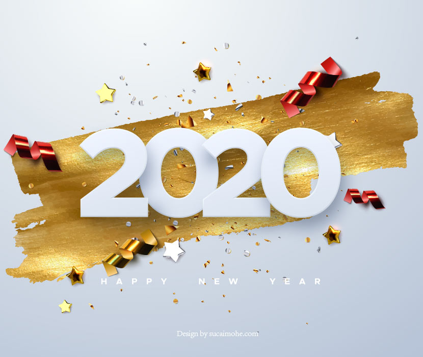 金色笔刷背景3D立体2020数字设计AI源文件