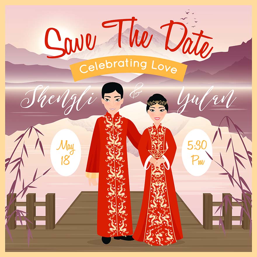 中国新婚夫妇海报chinese-wedding-couple-poster