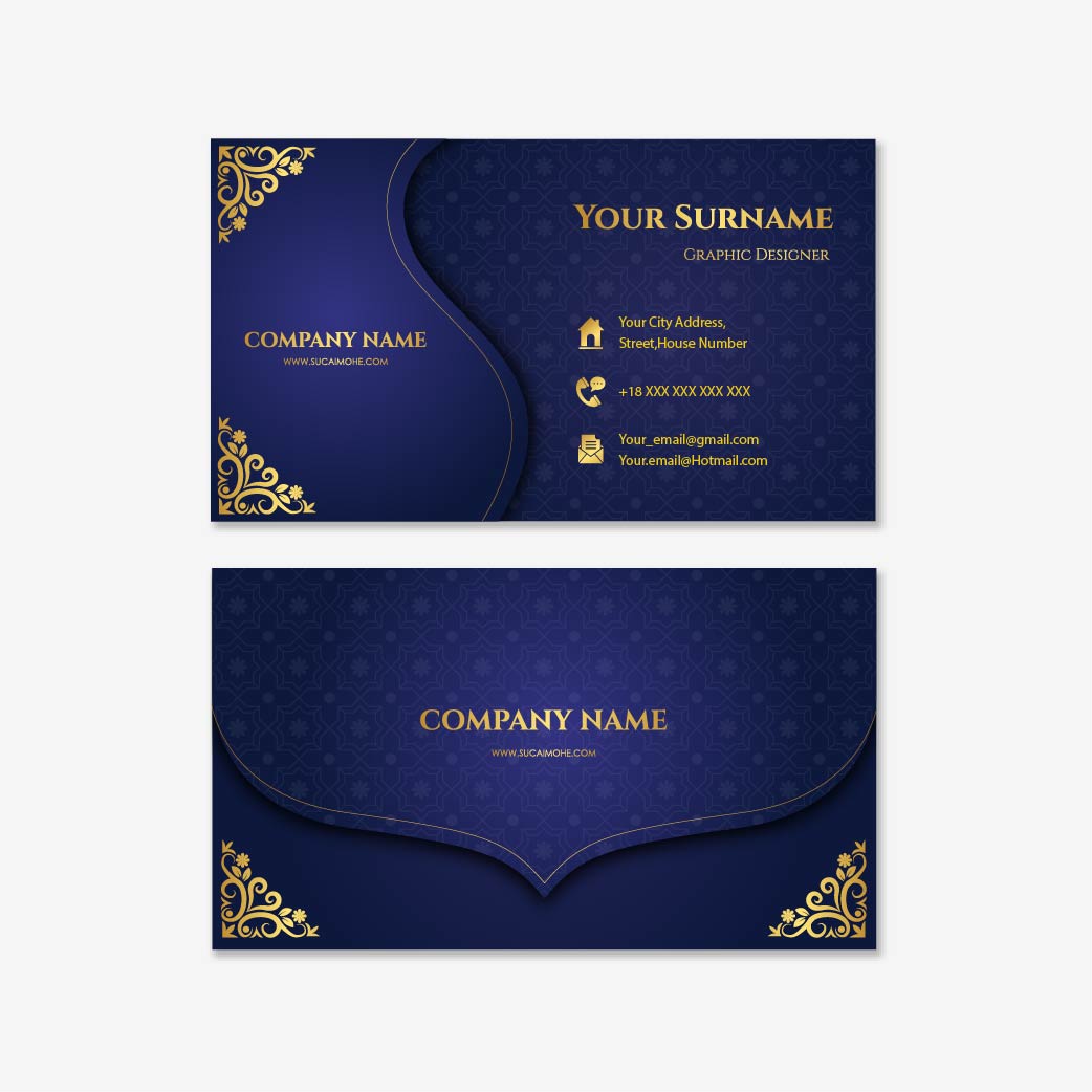 欧式金蓝豪华名片模板golden-blue-luxury-business-card-template