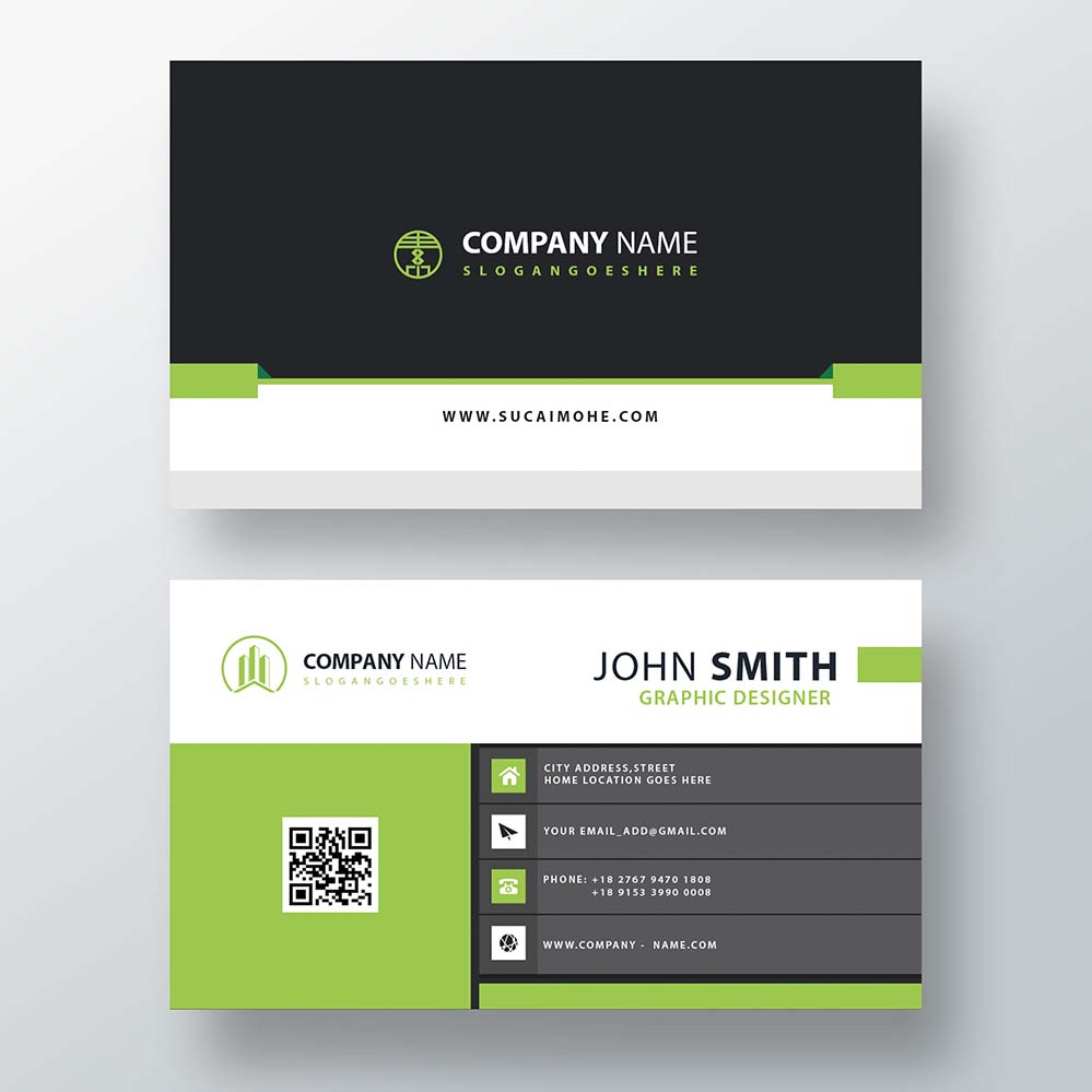 绿色商务大气时尚名片模板green-business-card-template