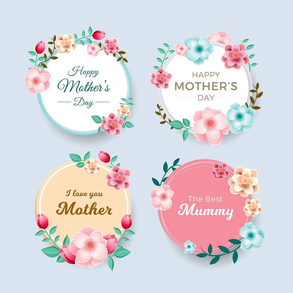 母亲节花环标签元素设计源文件