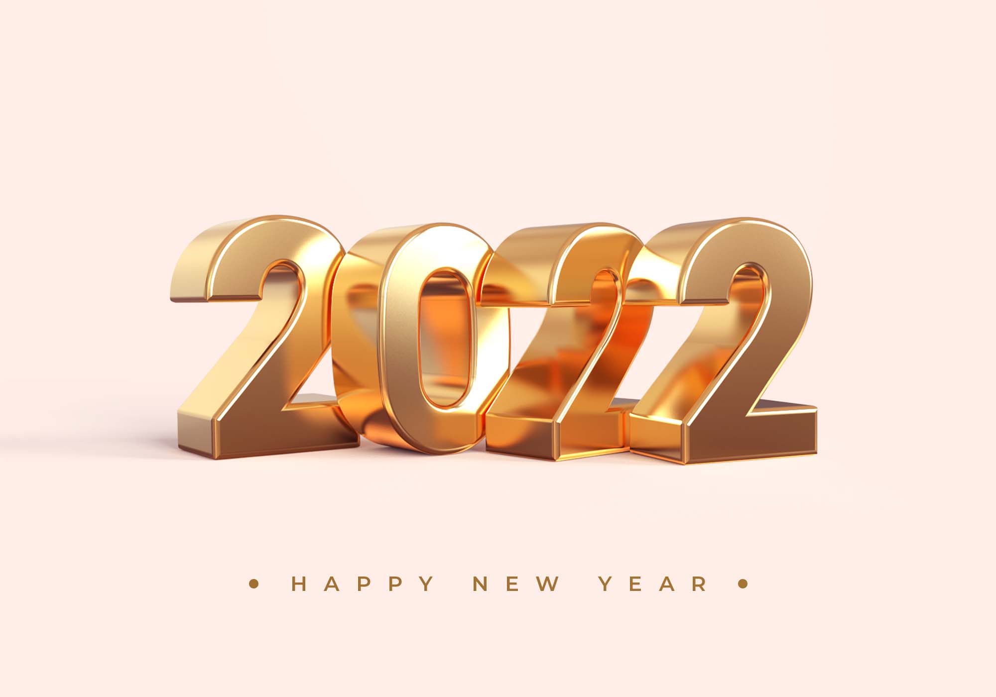 3D金色立体2022新年创意字体设计PSD源文件
