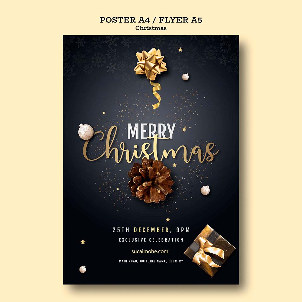 christmas-party-poster-template-圣诞派对海报模板psd源文件