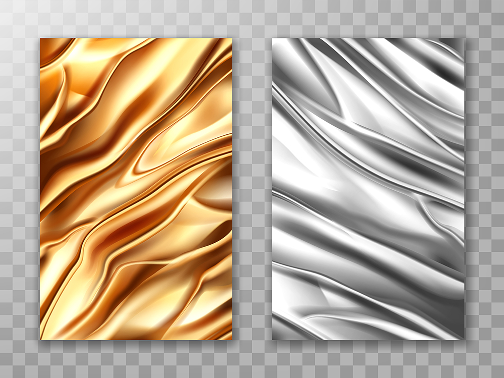 金箔银皱金属纹理创意设计eps源文件foil-golden-silver-crumpled-me<x>tal-texture-set