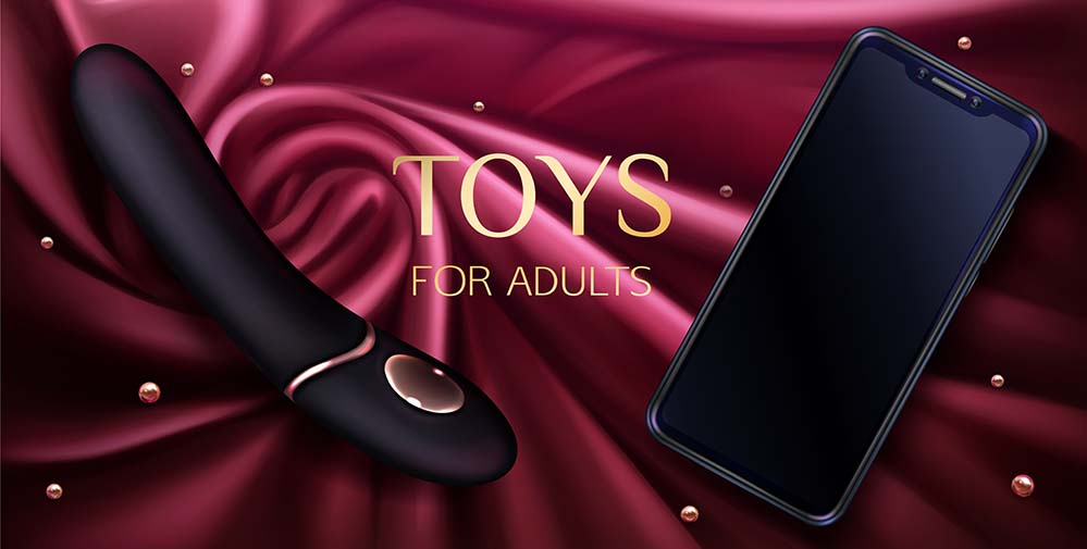 成人情趣用品sex震动棒海报sex-toys-dildo-smartphone-adults-vibrator-pleasure-erotic-games-red-silk-draped-fabri