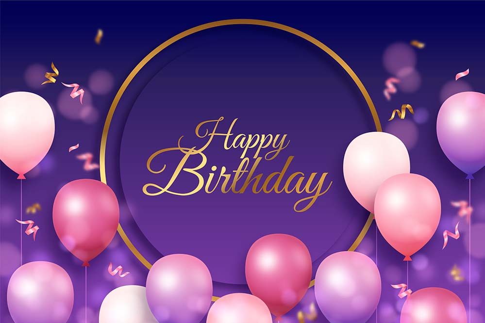 紫色生日主题气球背景设计ai/eps源文件flat-golden-circle-balloons-birthday-background(1)