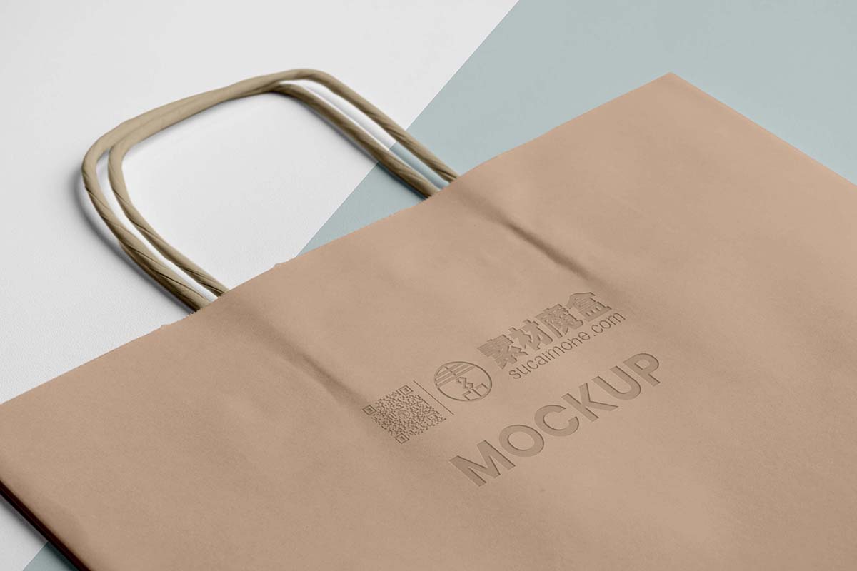 牛皮纸购物袋样机PSD源文件abstract-mock-up-logo-shopping-bag