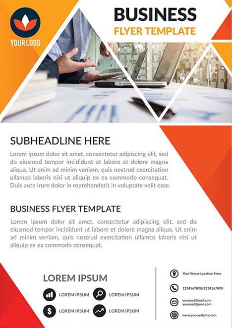 红橙色欧式单页ai/eps源文件modern-business-flyer-with-photo-mosaic