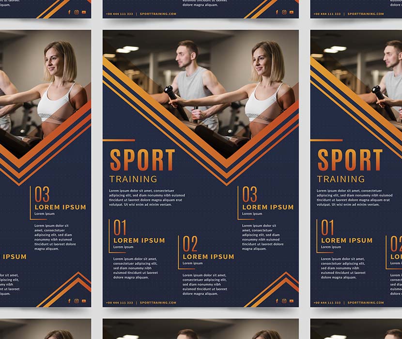 国外欧美体育运动宣传单页AI/eps源文件sport-poster-with-photo（无照片）