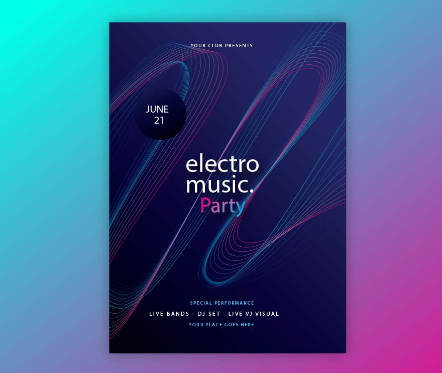 电子音乐节海报模板electronic-music-festival-poster-template