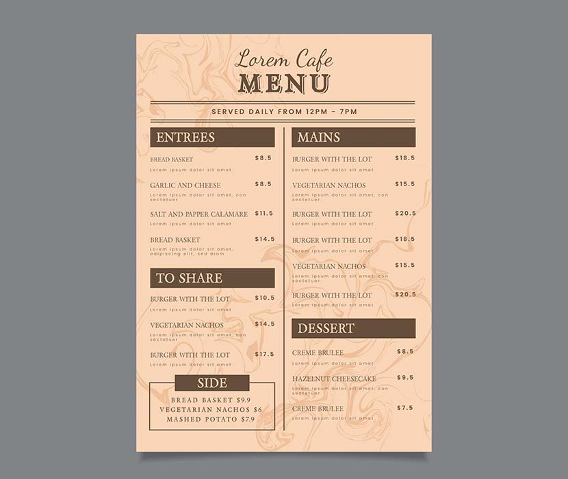 大理石餐厅菜单创意设计模板ai/eps源文件