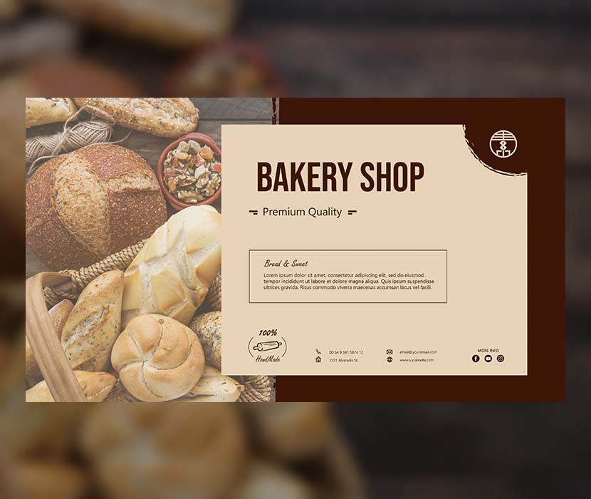 西餐面包餐厅横版海报设计PSD源文件bread-banner-template