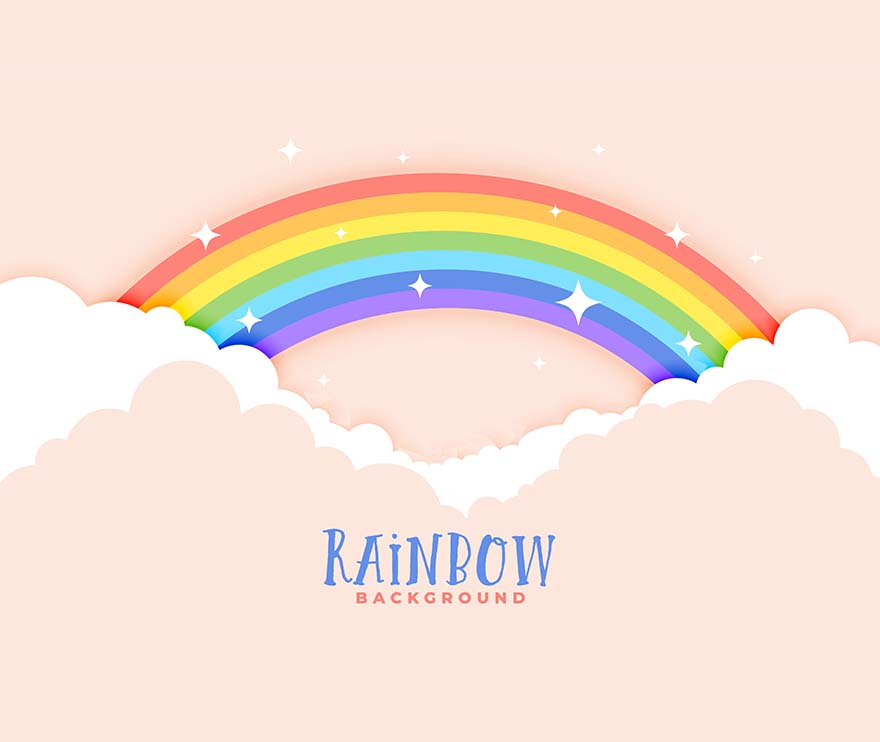 可爱的彩虹云粉色背景cute-rainbow-clouds-pink-background