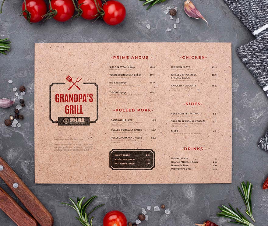 餐厅菜单概念样机PSD源文件restaurant-menu-concept-mock-up