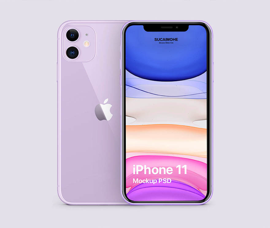 iPhone 11紫色样机PSD源文件