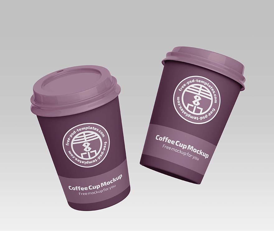 两个一次性纸质咖啡杯样机PSD源文件Coffee_Cup_Mockup