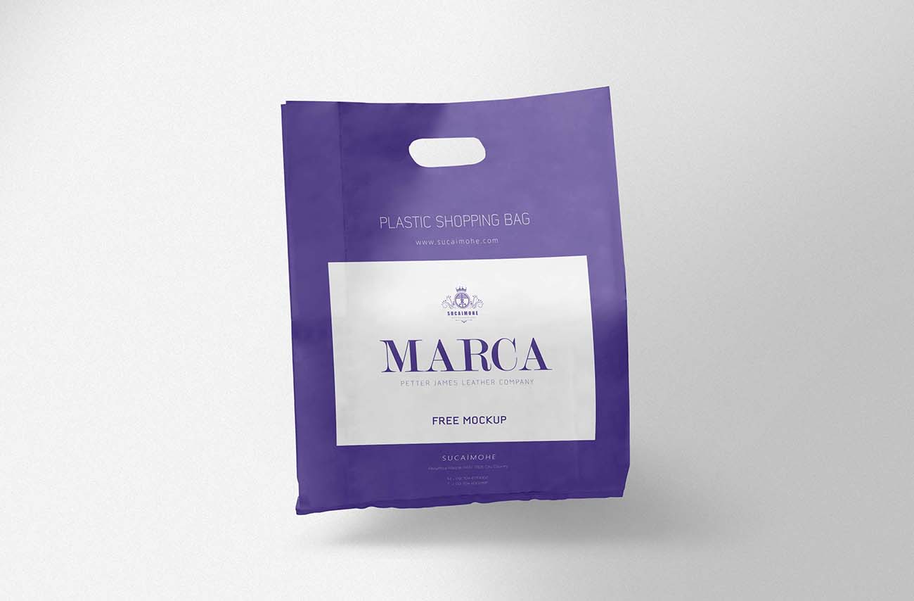紫色商场超市塑料购物袋样机PSD源文件