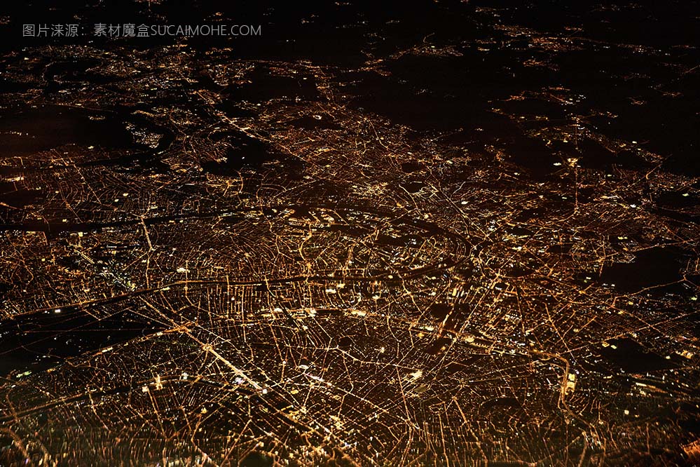 航拍法国巴黎夜景