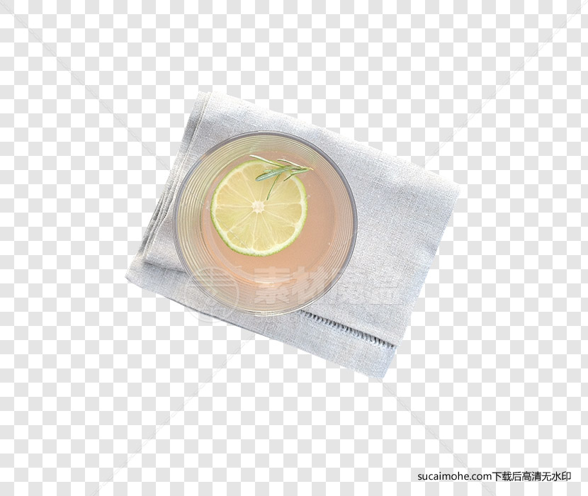Lemonade-Napkin麻布盘子里的一片柠檬免抠png元素