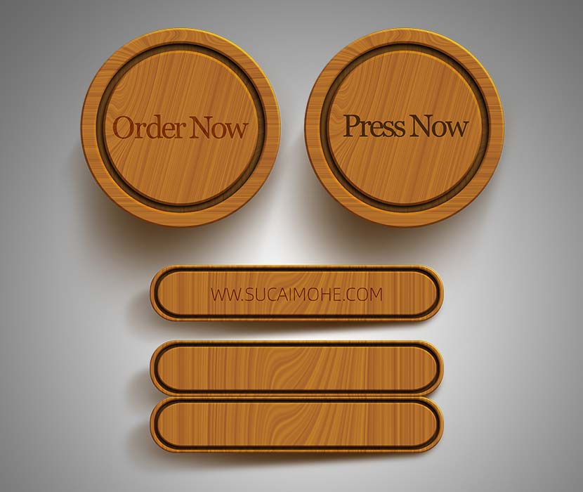 木纹材质UI按钮创意设计PSD源文件