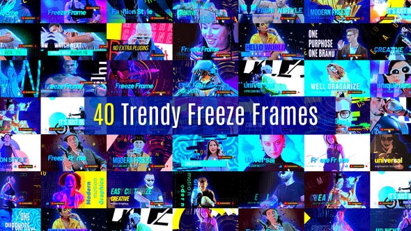 AE模板-40种人物冻结定格静帧时尚图形设计展示动画 Trendy Freeze Frame