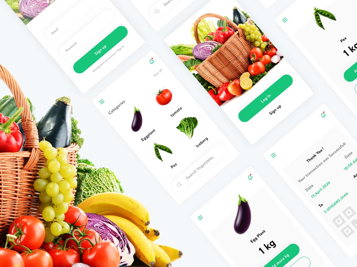 水果和蔬菜购物应用程序vegtablesappdesignbharatnivas