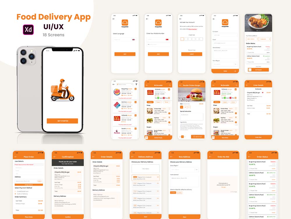 美食外卖-完整应用概念-Food Delivery- Full App Concept