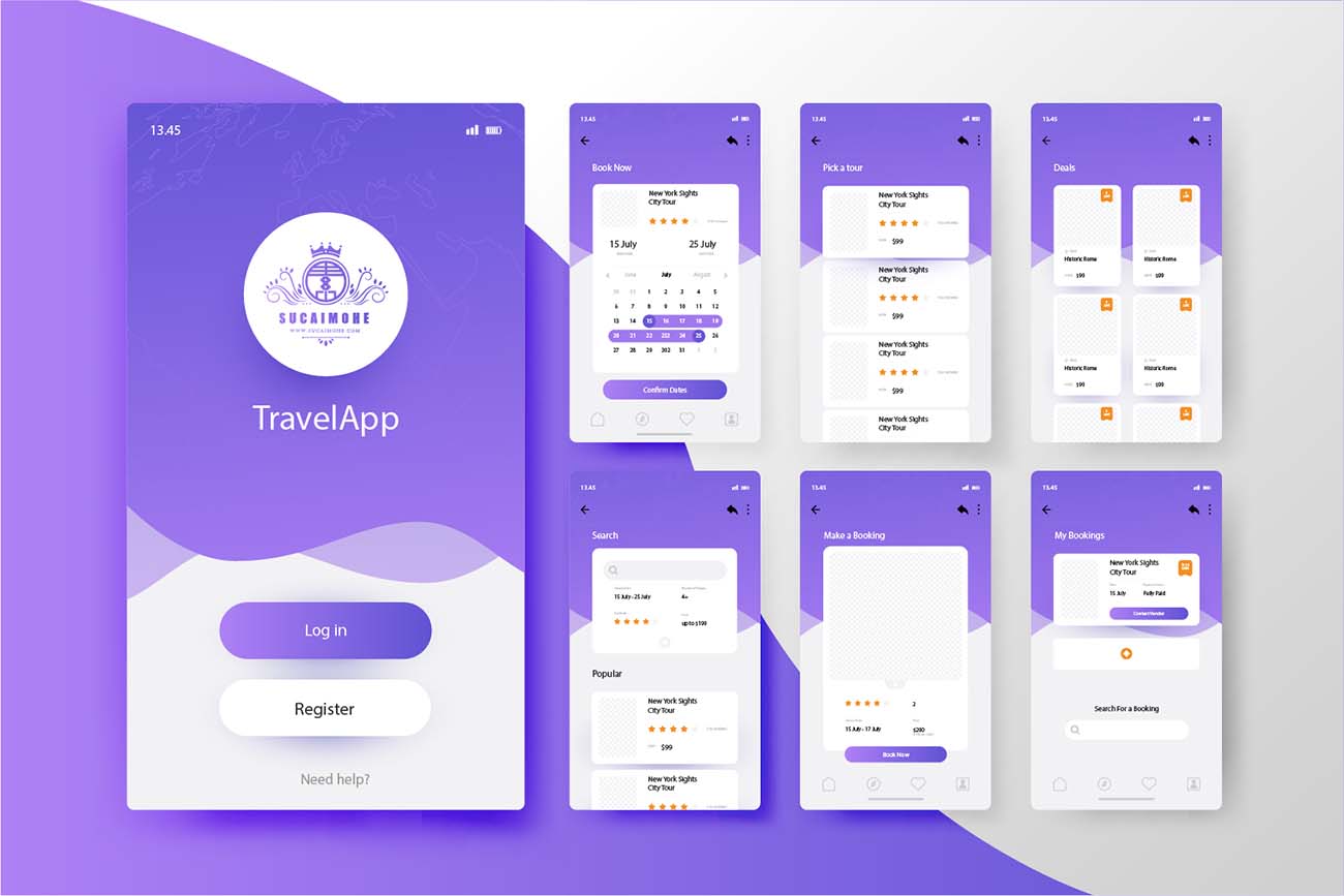 旅游预订应用程序概念矢量-travel-booking-app-concept