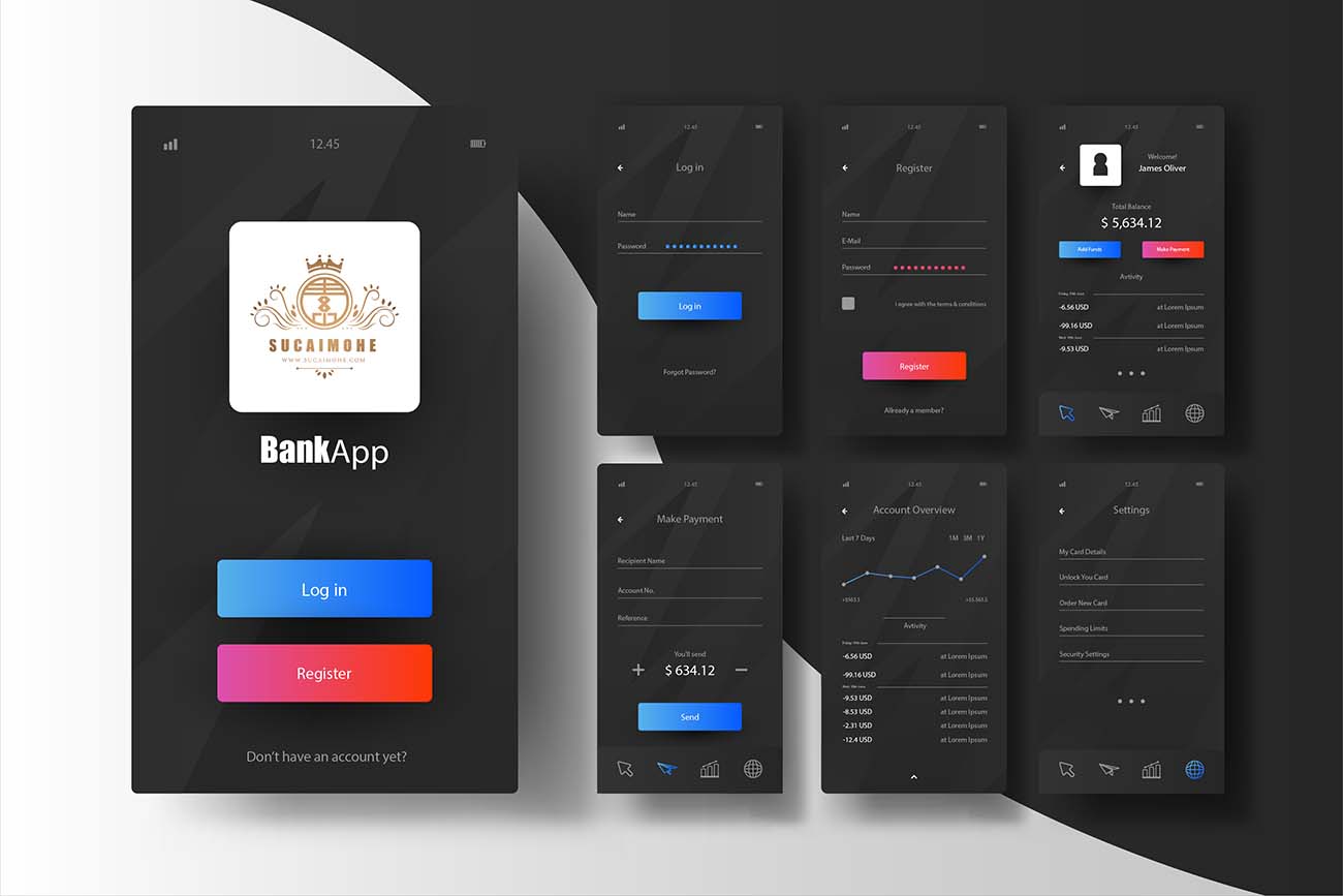 银行应用APP程序UI界面设计源文件-banking-app-interface-concept