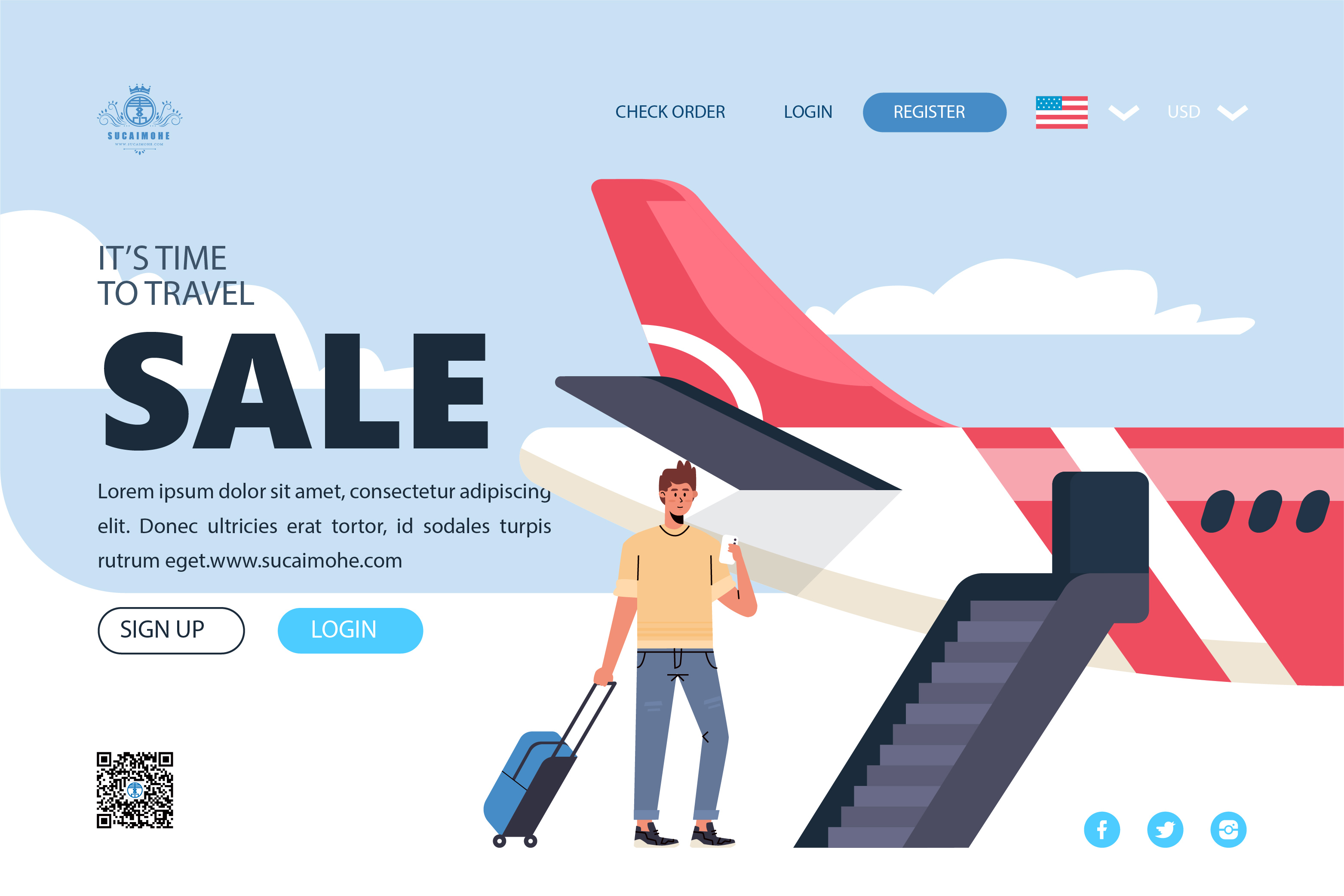 旅游销售网站模板矢量源文件travel-sale-web-template