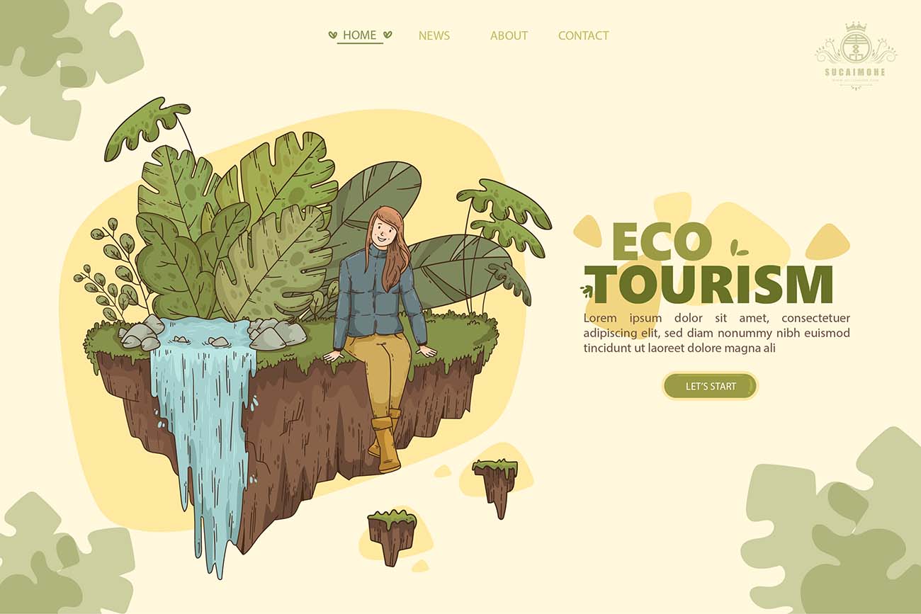 生态旅游登陆页面模板ai/eps矢量源文件eco-tourism-landing-page-template