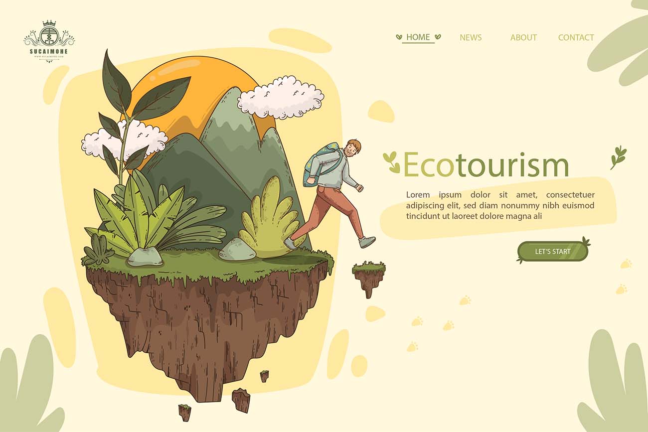 生态旅游首页模板ai/eps矢量源文件eco-tourism-landing-page-template