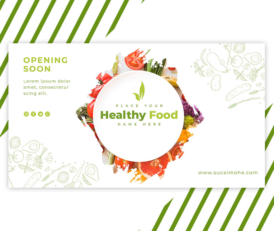 绿色健康水果蔬菜网站Banner广告图设计PSD源文件