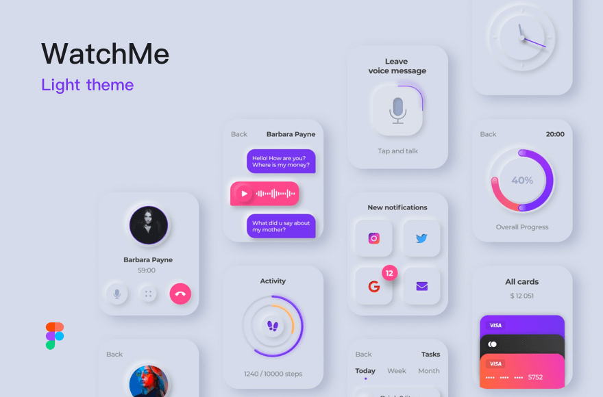 WatchMe 新拟物风格手表UI .fig素材 