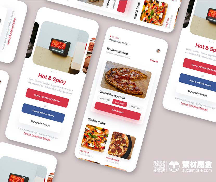 Free Pizza App UI披萨餐厅APP外卖UI设计