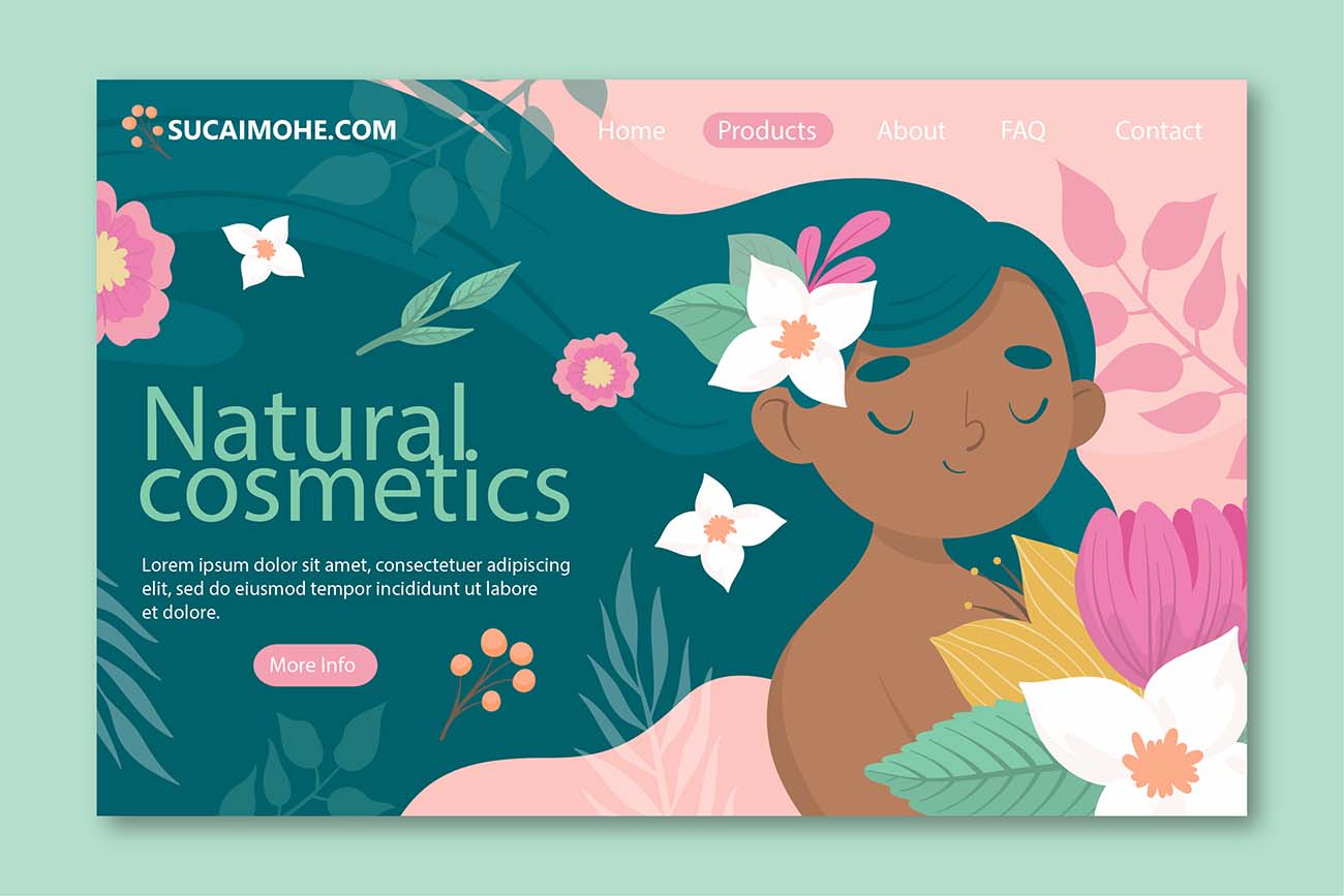 自然化妆品网站web登陆首页banner创意设计ai/eps源文件
