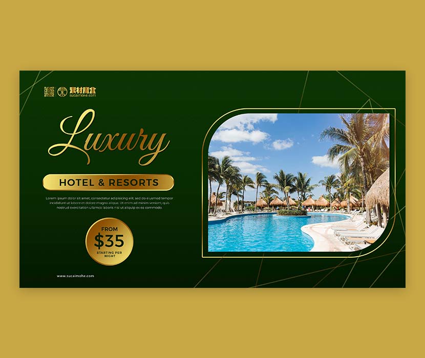 酒店和度假村的水平横幅模板Psd源文件horizontal-banner-template-hotel-resort