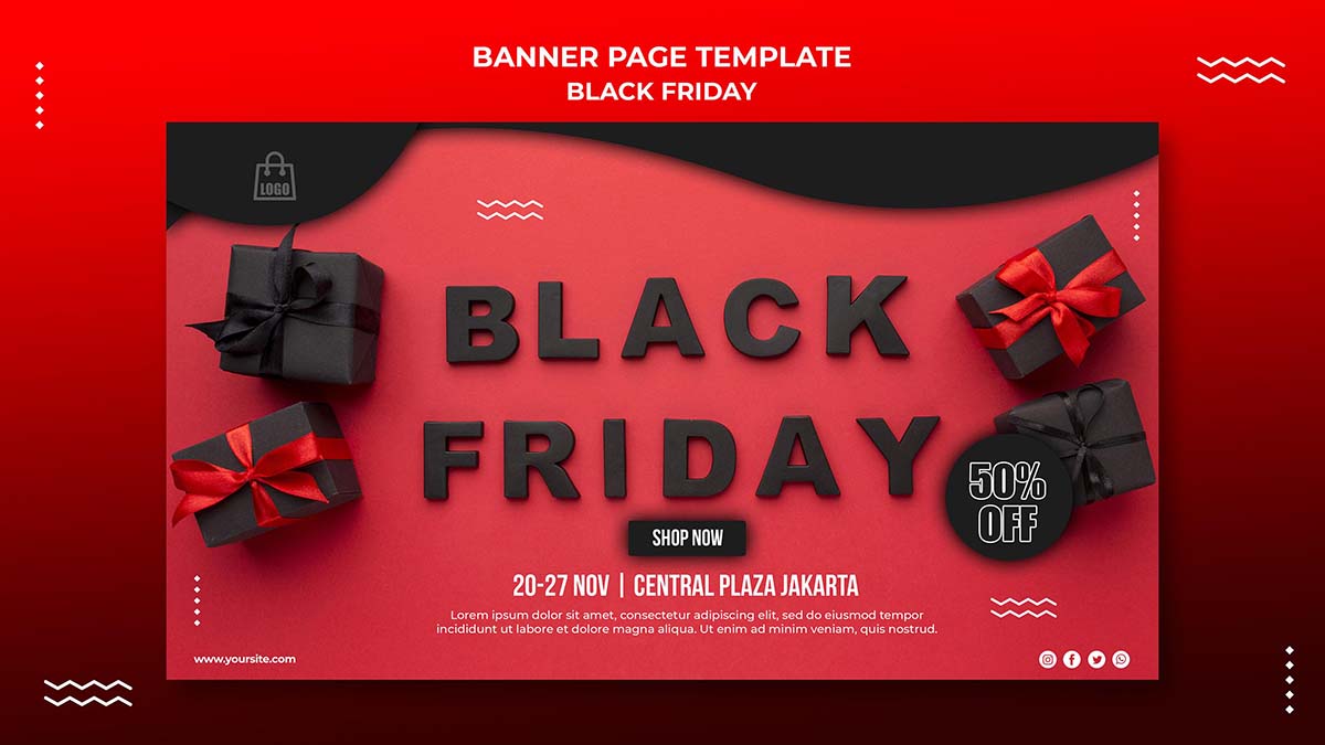 黑色星期五销售的水平横幅模板Psd源文件horizontal-banner-template-black-friday-sale