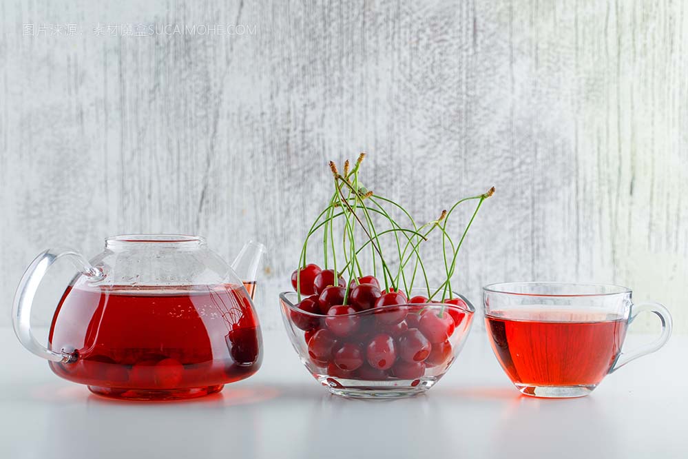 樱桃茶碗侧视图cherry-with-tea-bowl-side-view