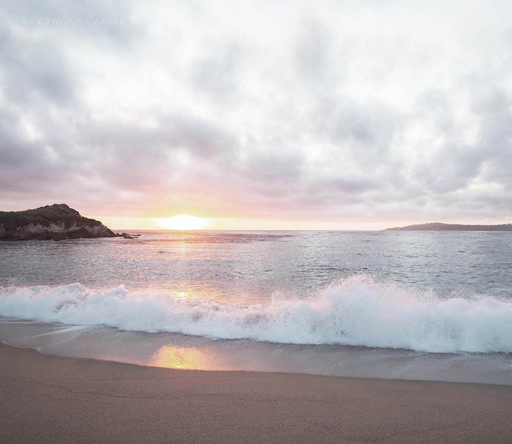 太平洋海岸日落在蒙特里，加利福尼亚