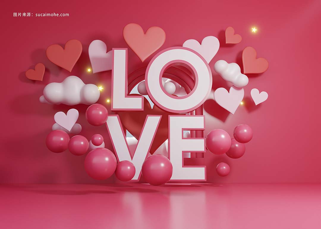 情人节-3Dlove爱情表白背景照片
