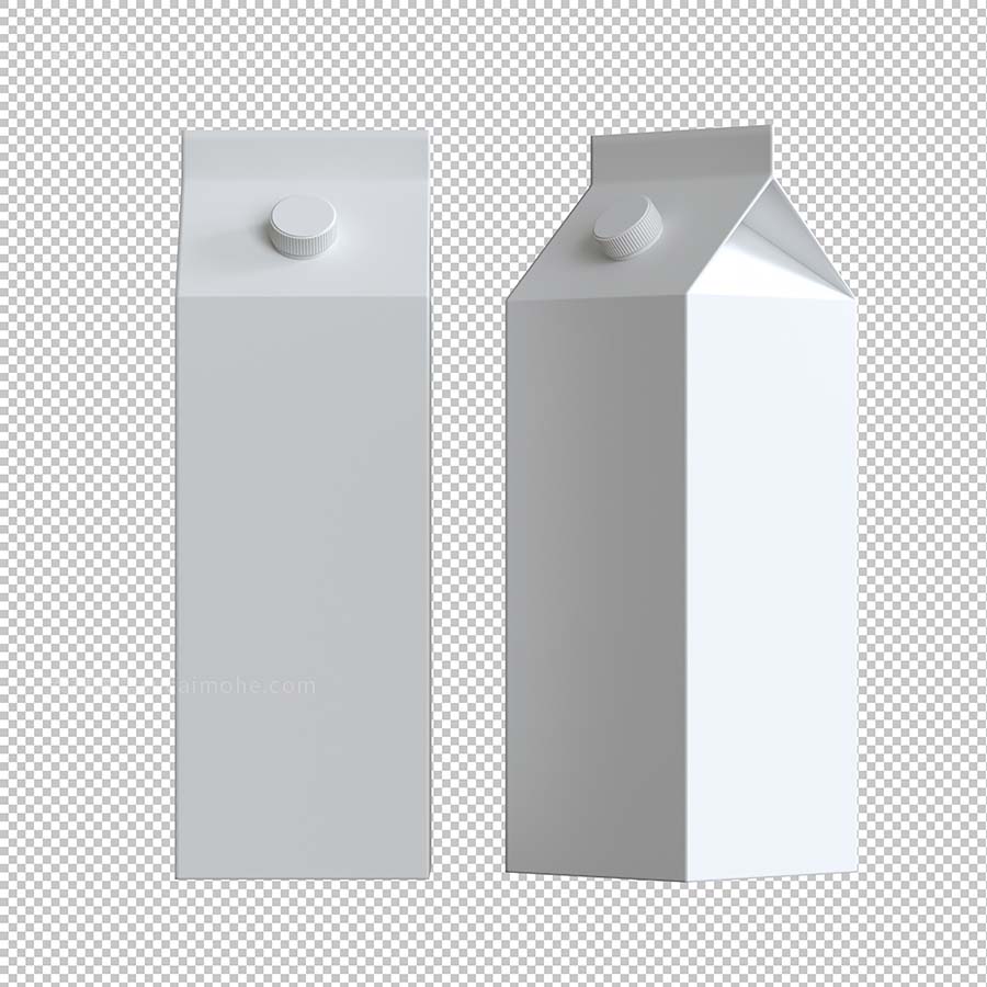 牛奶盒纸箱样机透明背景