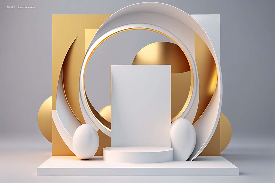 3D立体金色展台设计图片