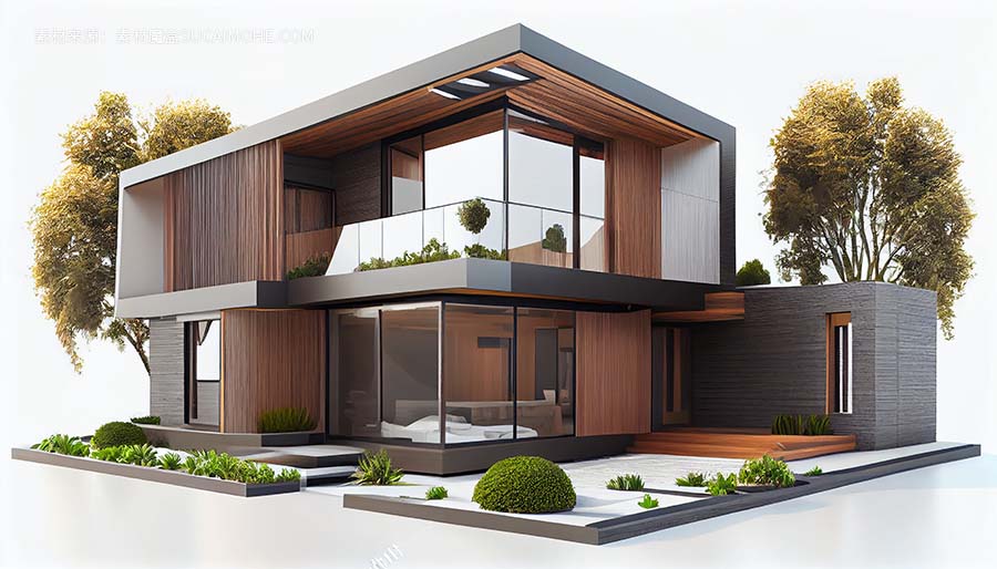 人工智能打造绿色屋顶阳台的现代住宅小区