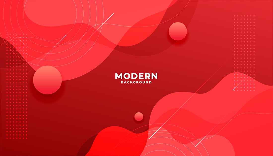 现代流畅的红色渐变横幅与曲线抽象年会活动背景