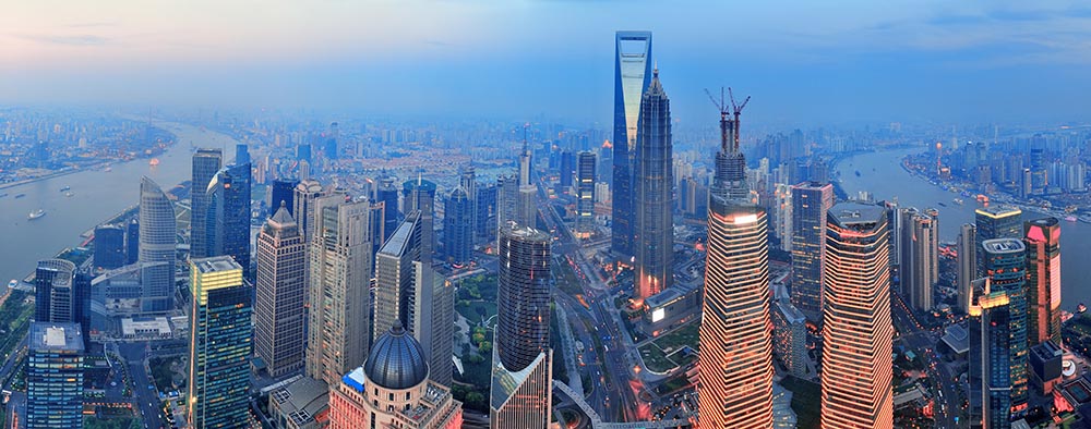 上海陆家嘴外滩金融中心俯瞰图