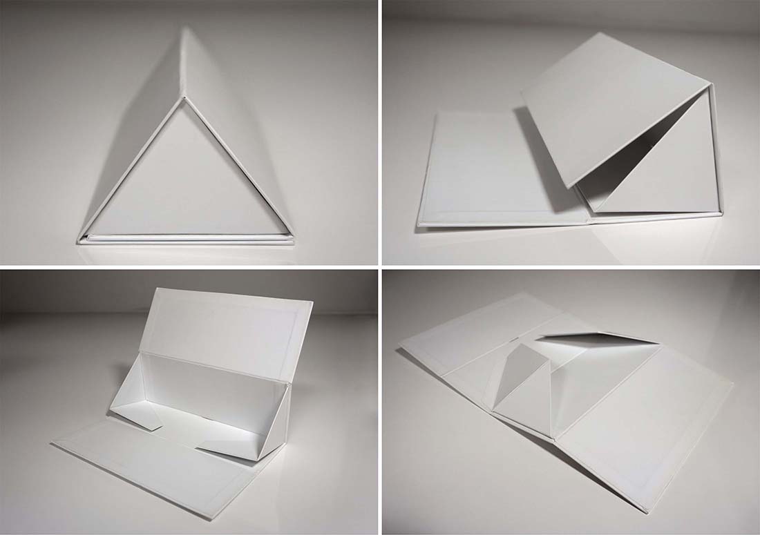 可折叠刚性三角盒子包装设计（含刀版）