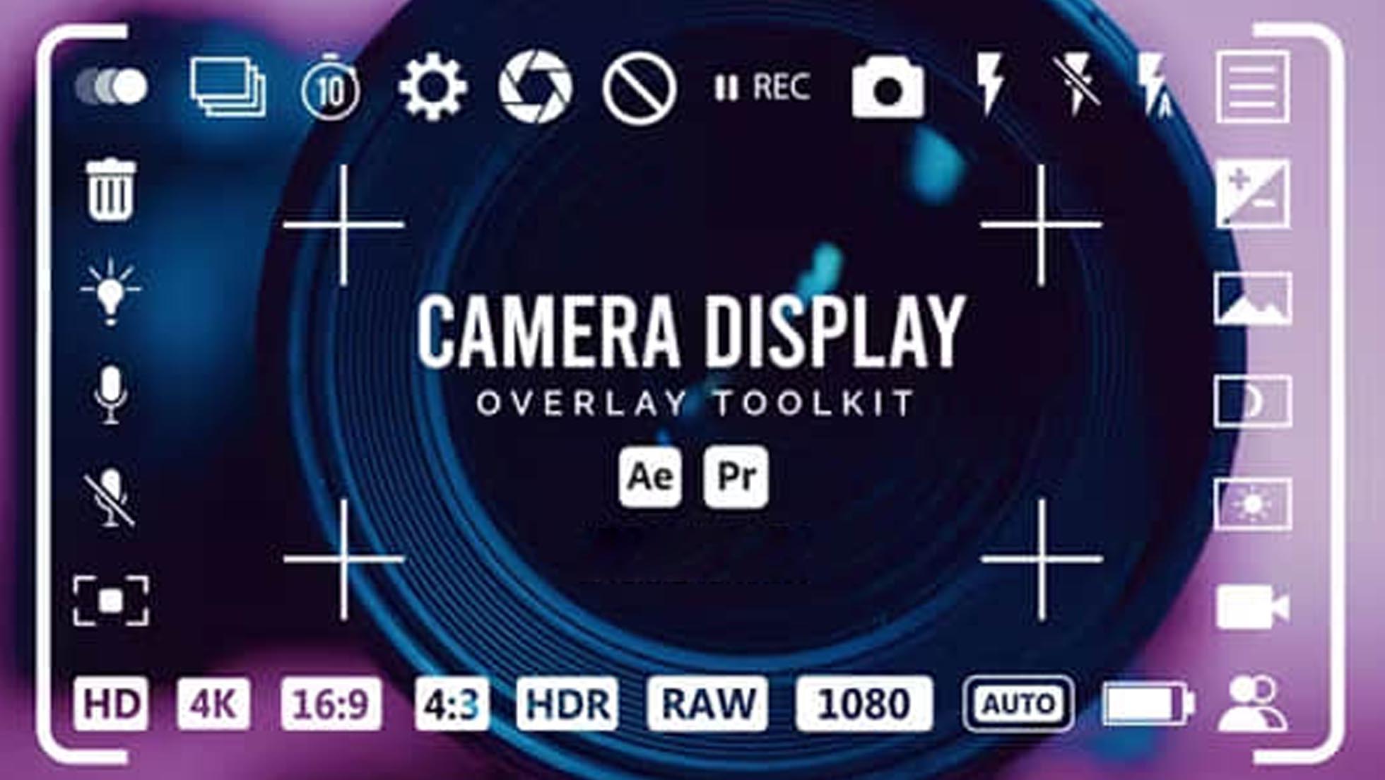 AE/PR模板-摄像机拍摄录制取景框叠加动画工具包 Camera Display Overlay Toolkit